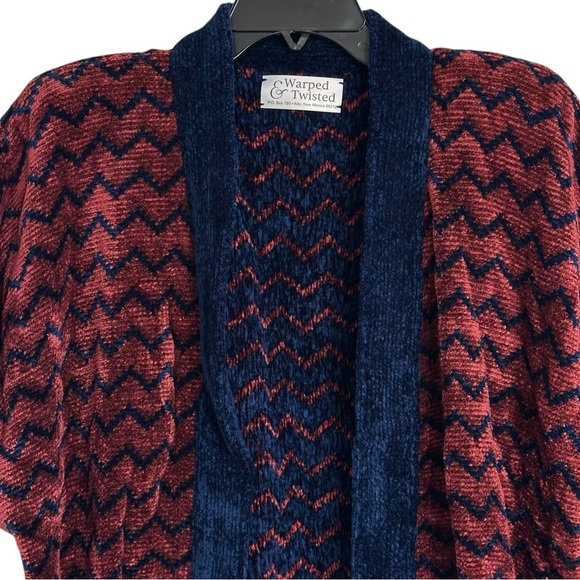 Warped & Twisted Vintage Short Sleeve Chenille Sweater Cardigan Shoulder Pads M - Picture 3 of 9
